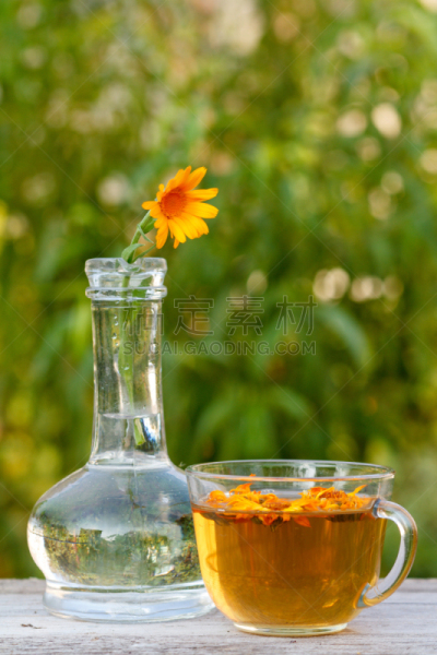 烧瓶,Corn Marigold,茎,茶杯,茶,健康保健,药,杯,花