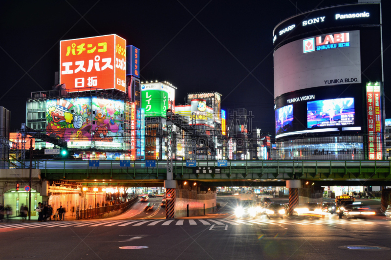 夜晚,小酒杯,歌舞伎町,歌舞伎,新宿区,天空,水平画幅,忙碌,交通,户外