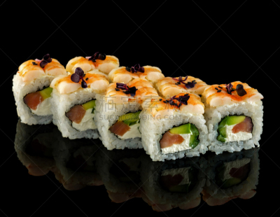 传统,寿司,分离着色,黑色背景,日本食品,菜单,寿司卷,食品,餐馆,生鱼片寿司