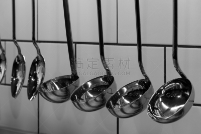 商业厨房,过滤勺,滤器,刮刀,搅拌器,长柄勺,舀勺,组物体,家庭生活,金属