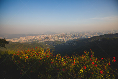 都市风景,山,广东省,广州,雾,白色,白昼,晴朗,珠江新城