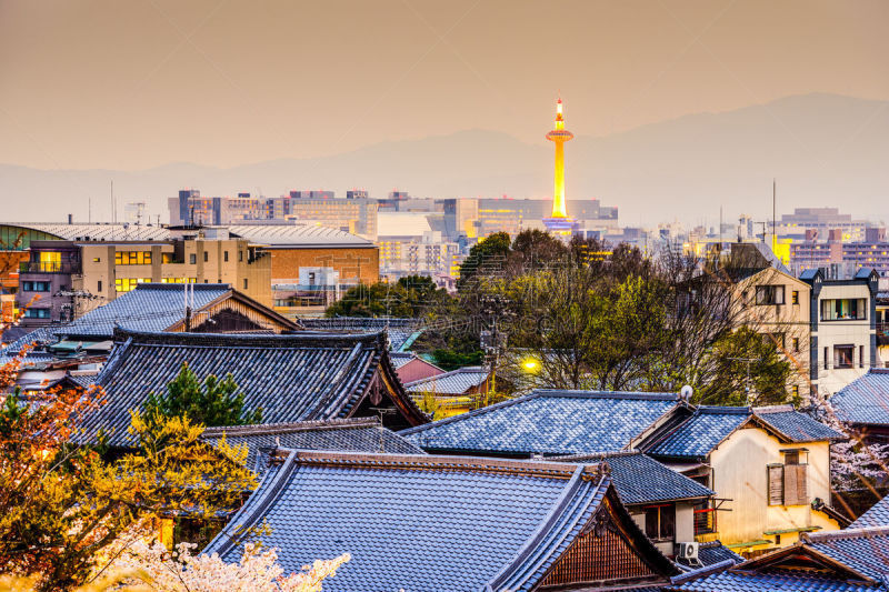 京都府,都市风景,日本,京都市,东山区,商务,黄昏,著名景点,屋顶,车站