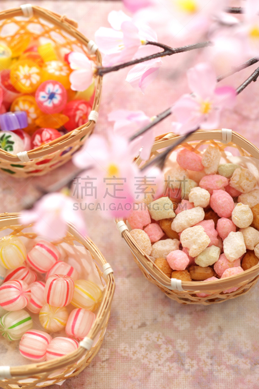 色彩鲜艳,日本,传统,糖果店,果冻,日本点心,珊瑚色,橙色,皱霰,传统节日