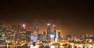 滨海湾 ,新加坡市,城市天际线,航拍视角,码头周围,人行桥,天空,未来,度假胜地,水平画幅