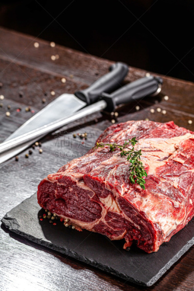 颈,特写,炊具刀,嫩里脊排,背景,肉,生食,图像,磨刀器,黑板