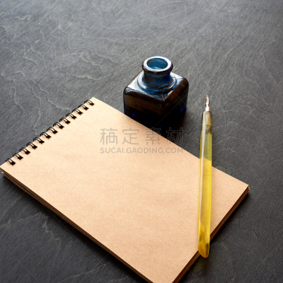 古老的,水笔,背景,油墨缸,笔记本,黑色,木制,暗色,信函,浪漫