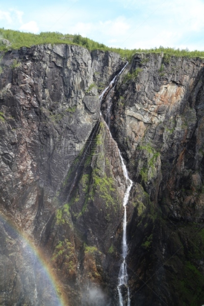 voringsfossen,挪威,旅途,草,无人机,河流,瀑布,户外,峡湾,山脉