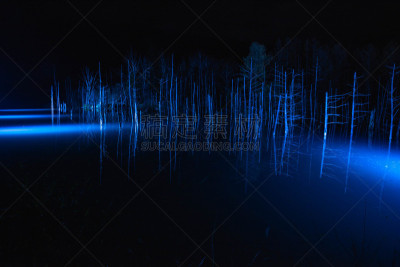 湖,美瑛町,室内过夜,贺卡,照明设备,雪,水面,池塘,烙心蓝池,背景