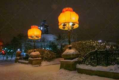 林荫路,都市风景,夜晚,冬天,舒服,叶卡捷林堡,俄罗斯,列宁,寒冷,照明设备