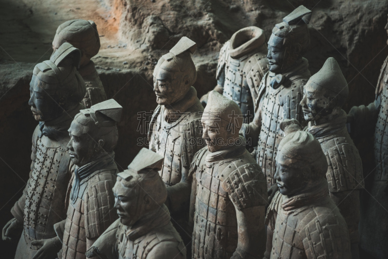 勇士,赤土陶器,粘土,陵墓,旅游目的地,水平画幅,古代,东亚,陕西省,西安