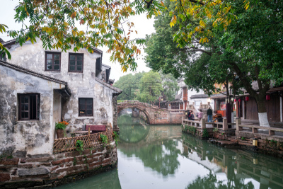 远古的,风景,苏州,周庄,乌镇,古董,拱桥,河流,户外,建筑