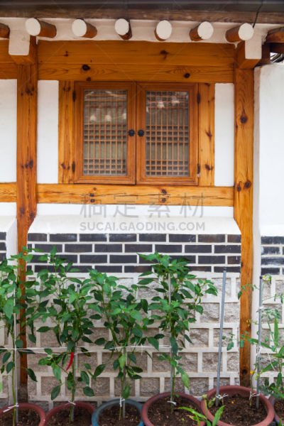 Beautiful window in the Bukchon Hanok Village, a traditional Korean village in Seoul, South Korea, 37°34'54.49" N 126°59'1.139" E