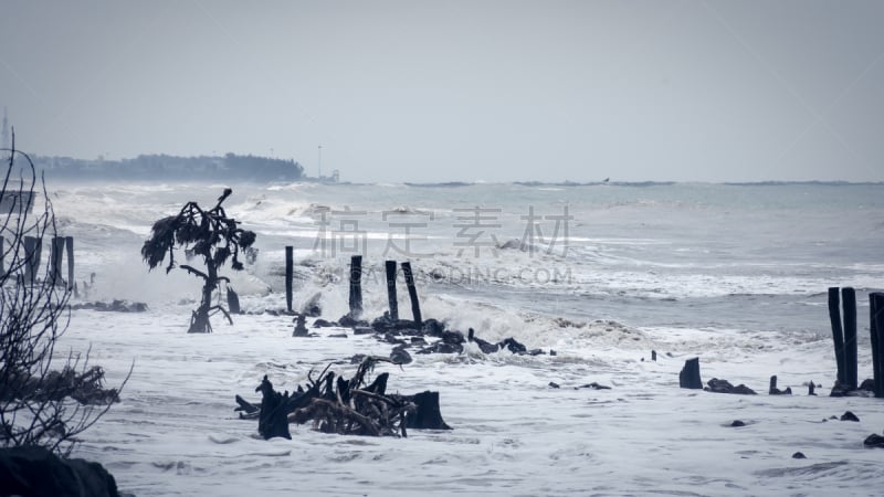 暴风雨,水灾,印度,海洋,海岸地形,岛,居住区,风景,孟加拉邦,击打