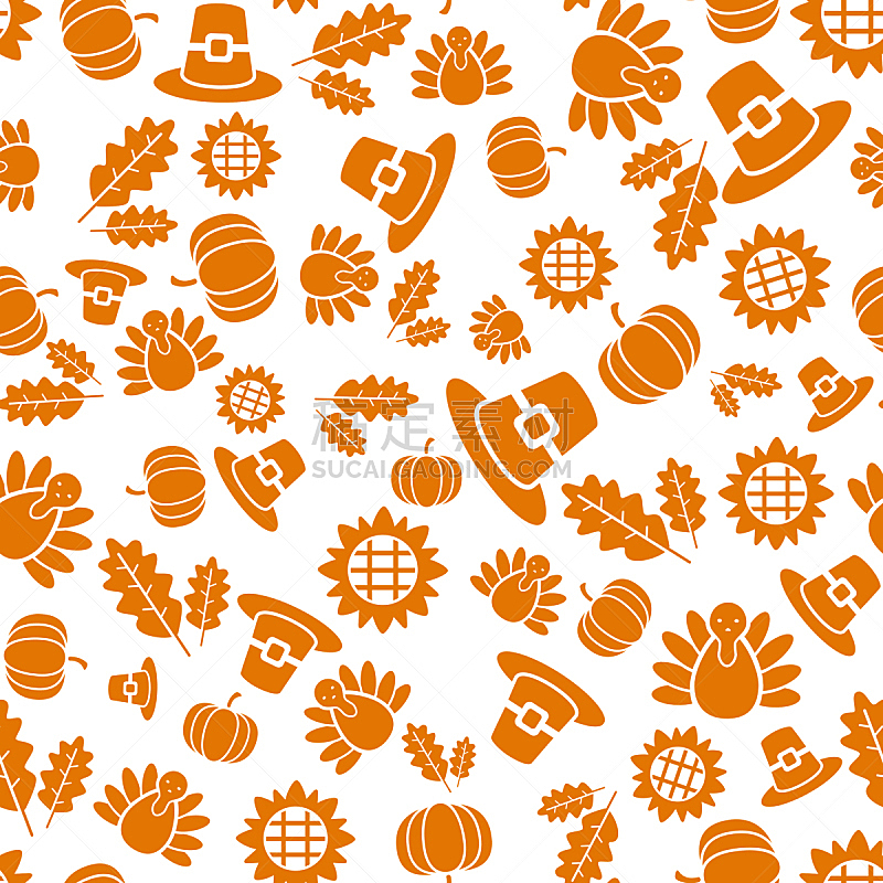 白色,秋天,南瓜,叶子,橙色,四方连续纹样,火鸡,绘画插图,纹理效果,请柬