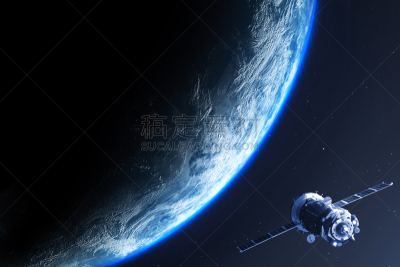行星,三维图形,地球形,太空视角,空间站,太空船,球体,空间探索,技术,晴朗