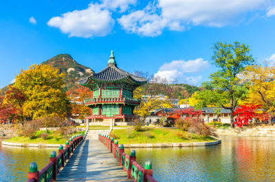 秋天,宫殿,韩国,景福宫,首尔,自然,天空,古董,水平画幅,无人