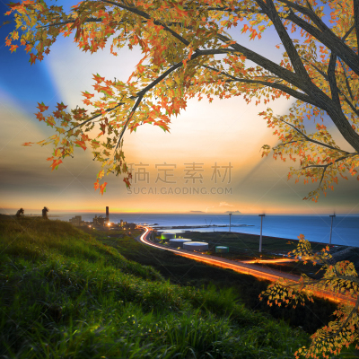 九份,旅游目的地,山,建筑,夜晚,无人,乡村,黄昏,户外,方形画幅