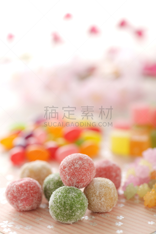 色彩鲜艳,日本,糖果店,传统,果冻,日本点心,珊瑚色,橙色,皱霰,传统节日