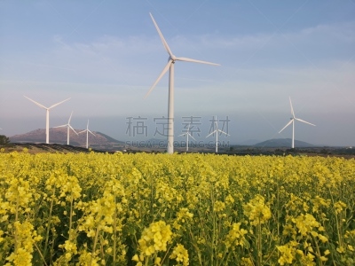 黄色,风车,济州岛,风,著名景点,韩国,朝鲜半岛,风轮机,背景,天空