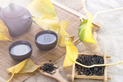 叶子,茶,杯,桌子,秋天,黑色,黄色,热饮,茶壶,水