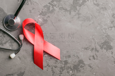 听诊器,背景,混凝土,艾滋病,世界艾滋病日,一个物体,十二月,艾滋病警示丝带,生病