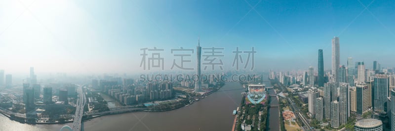 广州,广东省,航拍视角,商务,公园,著名景点,河流,户外,天空,市区