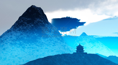 佛教,寺庙,岩面,纪念碑,雪,古老的,过去,日本人,山脊,高处
