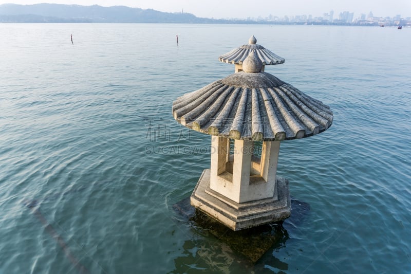 杭州,西湖,倒影湖,灯塔,女子晚礼服,天空,古代文明,灯笼,水平画幅,夜晚