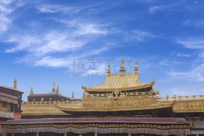 大昭寺,建筑外部,镀金的,艺术,建筑,水平画幅,无人,符号,金属,屋顶