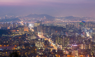 首尔,塔,城市,韩国,水平画幅,山,夜晚,雪,无人,英文字母n