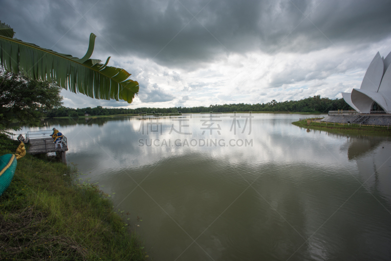 泰国,寺庙,东北方向,著名景点,紫杉,湖,户外,天空,建筑,白色