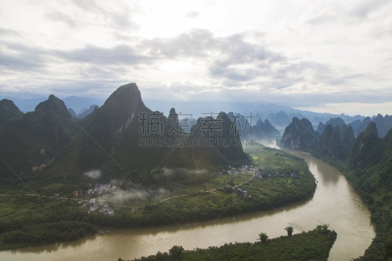 山,中国,桂林,风景,漓江,阳朔,喀斯特,不,水,天空