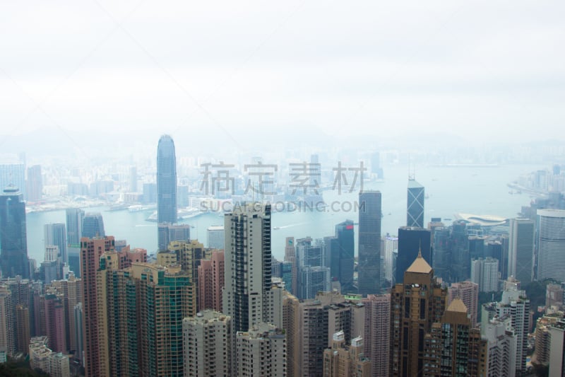 Scenic view Hong Kong city view from Victoria peak. Business building and skyscrapers in Hong Kong in Victoria harbour, China. Aerial view big city