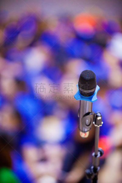 舞台,麦克风,观众,专业人员,演说家,人,群众,室内,明亮,多色的