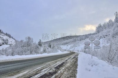 雪,冬天,地形,山,公路,深的,风险,寒冷,卡车