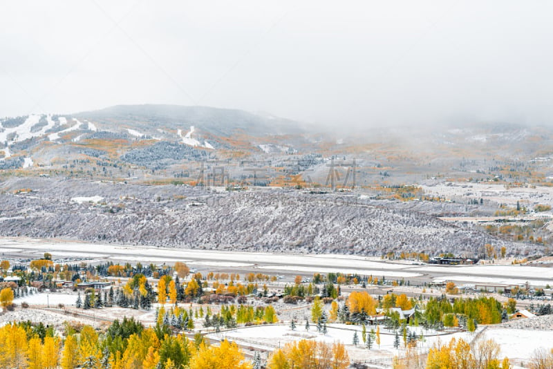 2019,秋天,科罗拉多州,雪,咆哮叉山谷,季节,洛矶山脉,高视角,十月,阿斯彭