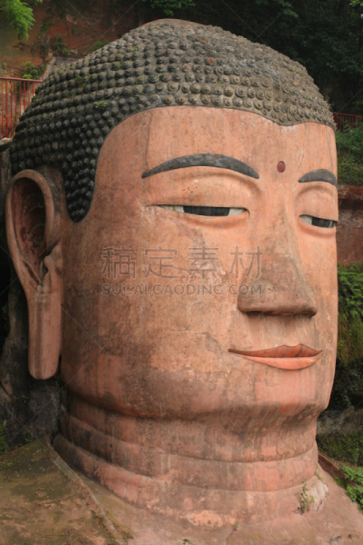 特写,人的头部,乐山大佛,乐山,大菩萨,最大,四川省,垂直画幅,古代文明,灵性
