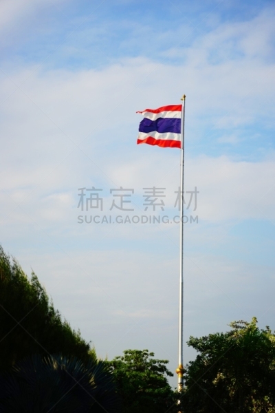 天空,蓝色,云景,彩色背景,云,泰国,简单,杆,户外,广角