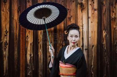 日本人,生活方式,传统,老年女人,格林威治村,自然美,和服,肖像,禅宗,伞