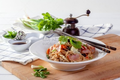 蔬菜,面条,传统,荞麦面,背景分离,香料,食品,米,泰国,椒类食物