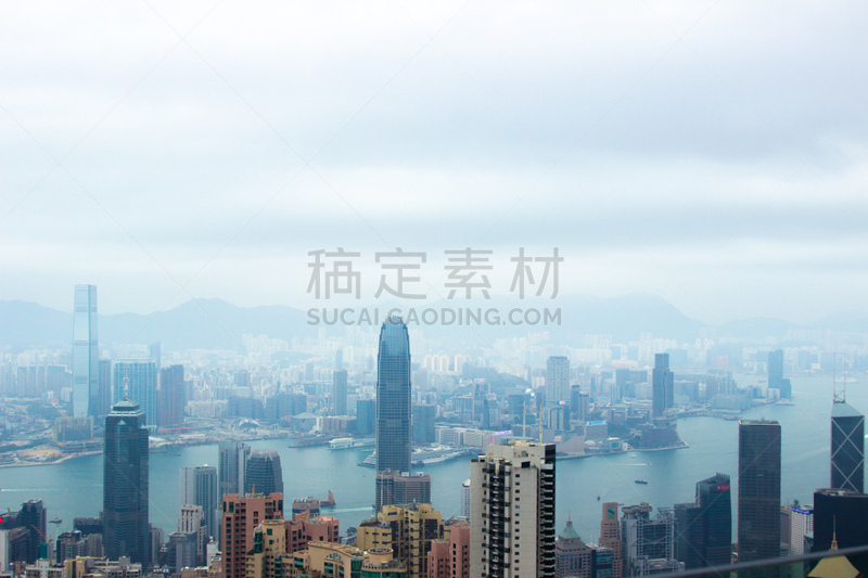 Modern building and skyscrapers Hong Kong city view from Victoria peak. Aerial view business center in Hong Kong city in Victoria harbour, China