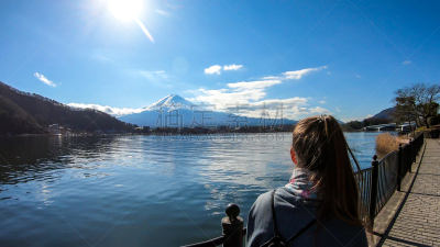 富士山,风景,女人,湖,日本,活力,旅途,雪山,曙暮光,逃避现实