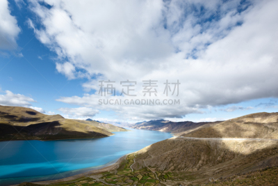 湖,yamdrok yamtso,青藏高原,水,天空,灵性,水平画幅,无人,喜马拉雅山脉,东亚