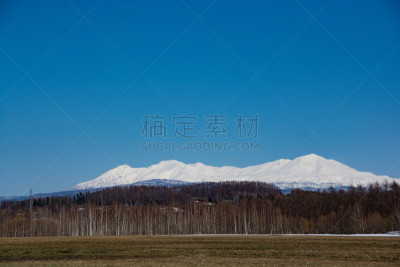 天空,春天,山,森林,青绿色,厚的