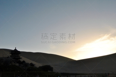 敦煌,甘肃省,沙丘,中国,掸邦,月牙泉,沙漠绿洲,戈壁滩,新月形,丝绸
