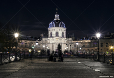 艺术桥,法兰西学院,看风景,夜晚,建筑外部,外立面,古老的,法国,图像,著名景点
