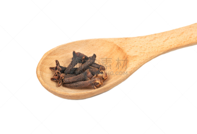 丁香,汤匙,干的,自然界的状态,背景分离,香料,食品,成分,堆,调味品