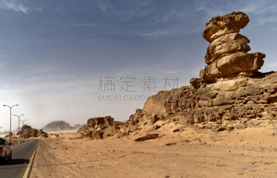 瓦迪拉姆,南,岩层,非凡的,自然保护区,路边,主干路,沙子,田径跑道,都市风景