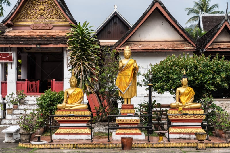 远古的,老挝,琅勃拉邦,迈苏旺纳普玛哈姆寺,寺庙,佛,明亮,金色,黄金,古老的