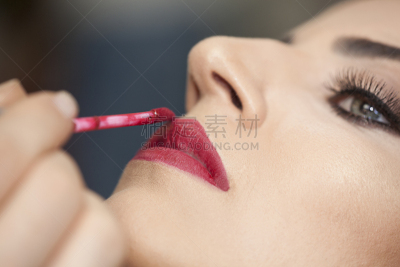 唇膏,青年人,嘴唇,美容师,美,艺术家,彩妆,水平画幅,美人